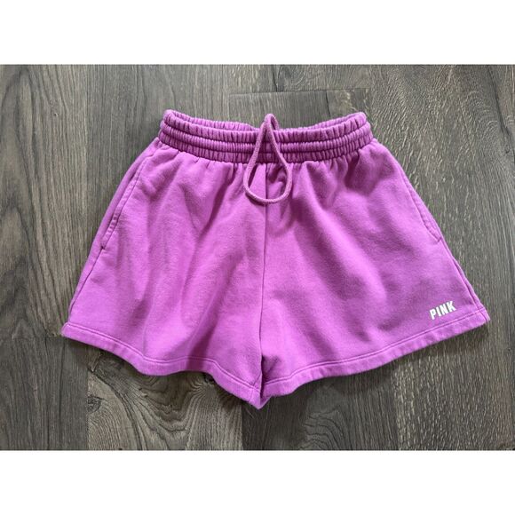 Victoria's Secret PINK Fuschia Cotton Ivy Fleece Lounge Sweat Shorts Purple XS - Picture 1 of 3